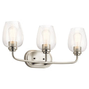 Kichler Valserrano 24in 3-Light Vanity Light | Traditional Brushed Nickel and Clear Seeded Glass | Bathroom Vanity | 24 x 10 x 7 in | Model 45129NICS