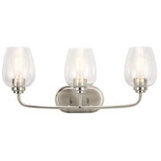 Kichler Valserrano 24in 3-Light Vanity Light | Traditional Brushed Nickel and Clear Seeded Glass | Bathroom Vanity | 24 x 10 x 7 in | Model 45129NICS