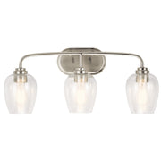 Kichler Valserrano 24in 3-Light Vanity Light | Traditional Brushed Nickel and Clear Seeded Glass | Bathroom Vanity | 24 x 10 x 7 in | Model 45129NICS