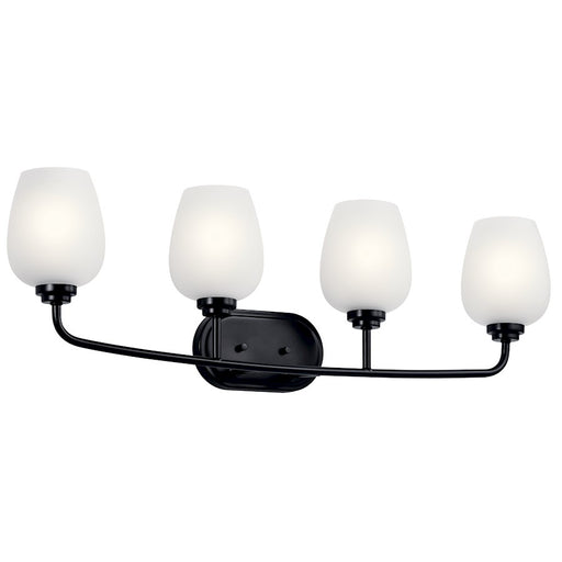 Kichler 4-Light Bath Vanity Light | Traditional Black Steel | Bathroom Vanity Lighting | 33.5 x 6.75 x 10.25 in | Model 45130BK
