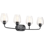Kichler Valserrano 33.5in 4-Light Vanity Light | Traditional Black and Clear Seeded Glass | Bathroom Vanity | 33.5 x 10.25 in | Model 45130BKCS