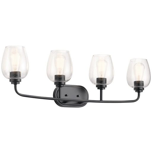 Kichler Valserrano 33.5in 4-Light Vanity Light | Traditional Black and Clear Seeded Glass | Bathroom Vanity | 33.5 x 10.25 in | Model 45130BKCS