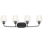 Kichler Valserrano 33.5in 4-Light Vanity Light | Traditional Black and Clear Seeded Glass | Bathroom Vanity | 33.5 x 10.25 in | Model 45130BKCS