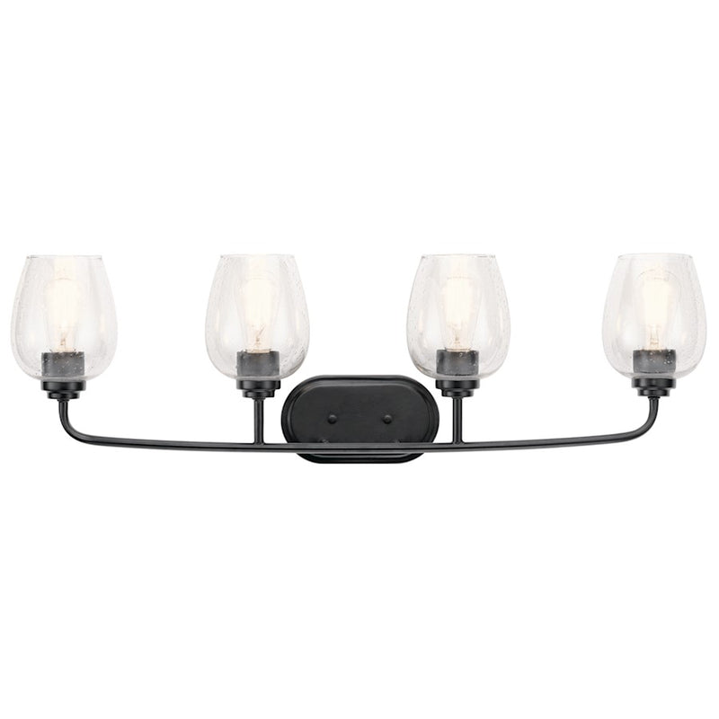 Kichler Valserrano 33.5in 4-Light Vanity Light | Traditional Black and Clear Seeded Glass | Bathroom Vanity | 33.5 x 10.25 in | Model 45130BKCS