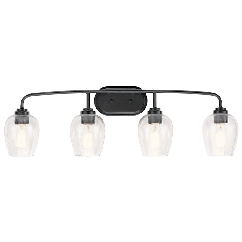 Kichler Valserrano 33.5in 4-Light Vanity Light | Traditional Black and Clear Seeded Glass | Bathroom Vanity | 33.5 x 10.25 in | Model 45130BKCS