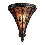 Kichler Marchesa 13in 1-Light Wall Sconce | Traditional Terrene Bronze Steel and Piastra Glass | Bathroom & Hallway | 13 x 15 x 7 in | Model 45131TRZ