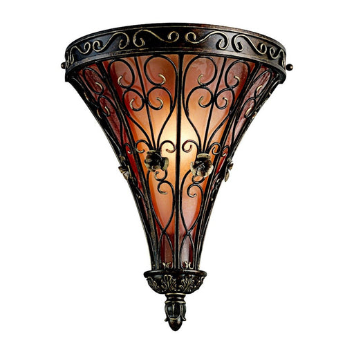 Kichler Marchesa 13in 1-Light Wall Sconce | Traditional Terrene Bronze Steel and Piastra Glass | Bathroom & Hallway | 13 x 15 x 7 in | Model 45131TRZ