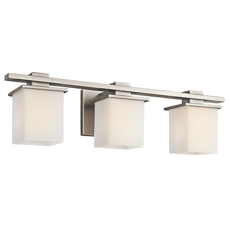 Kichler Tully 24in 3-Light Vanity Light | Transitional Antique Pewter and Satin Etched Cased Opal Glass | Bathroom Vanity | Model 45151AP