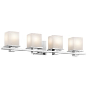 Kichler Tully 32in 4-Light Bath Vanity Light | Transitional Chrome and Satin Etched Cased Opal Glass | Bathroom Vanity | 32 x 6.5 in | Model 45152CH
