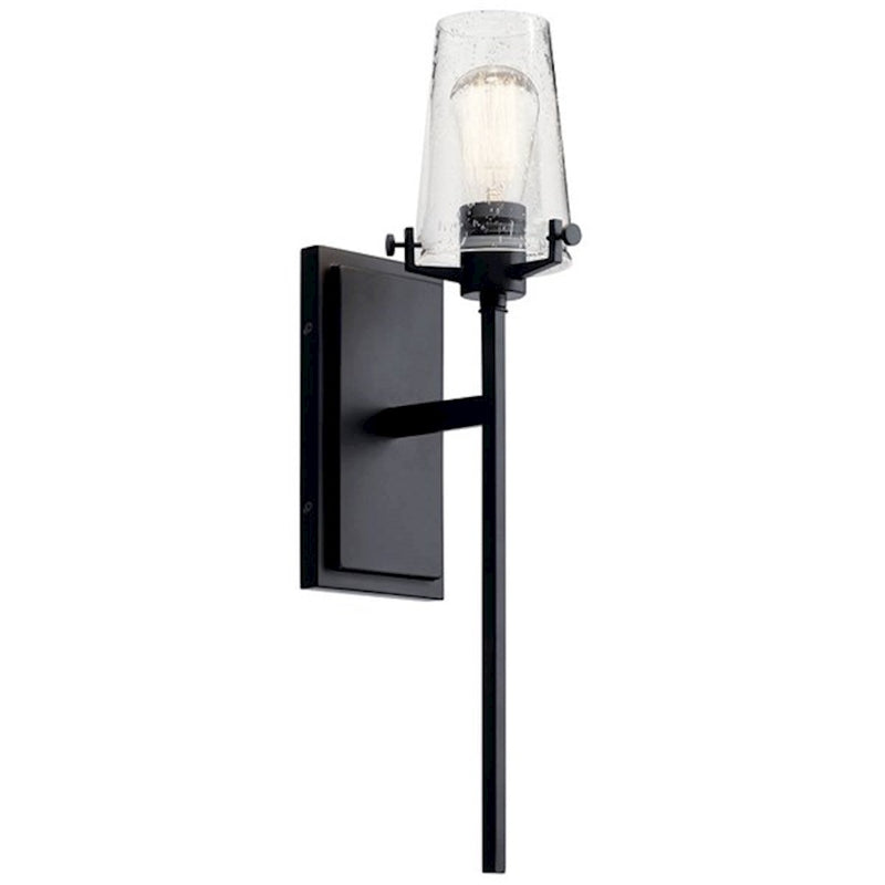 Kichler Alton 22in 1-Light Wall Sconce | Traditional Champagne Bronze Steel and Seeded Glass | Bathroom & Hallway | 5 x 22 x 7.5 in | Model 45295CPZ