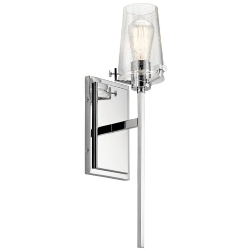 Kichler Alton 1-Light Wall Sconce | Contemporary Chrome Steel and Clear Seeded Glass | Hallway & Living Room Accent | 5 x 22 in | Model 45295CH