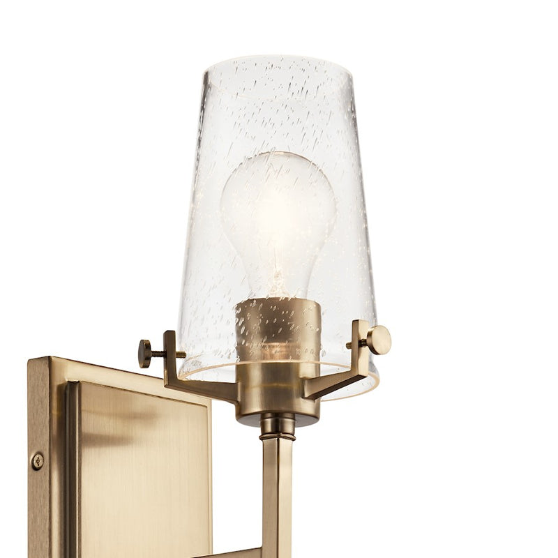 Kichler Alton 22in 1-Light Wall Sconce | Traditional Champagne Bronze Steel and Seeded Glass | Bathroom & Hallway | 5 x 22 x 7.5 in | Model 45295CPZ