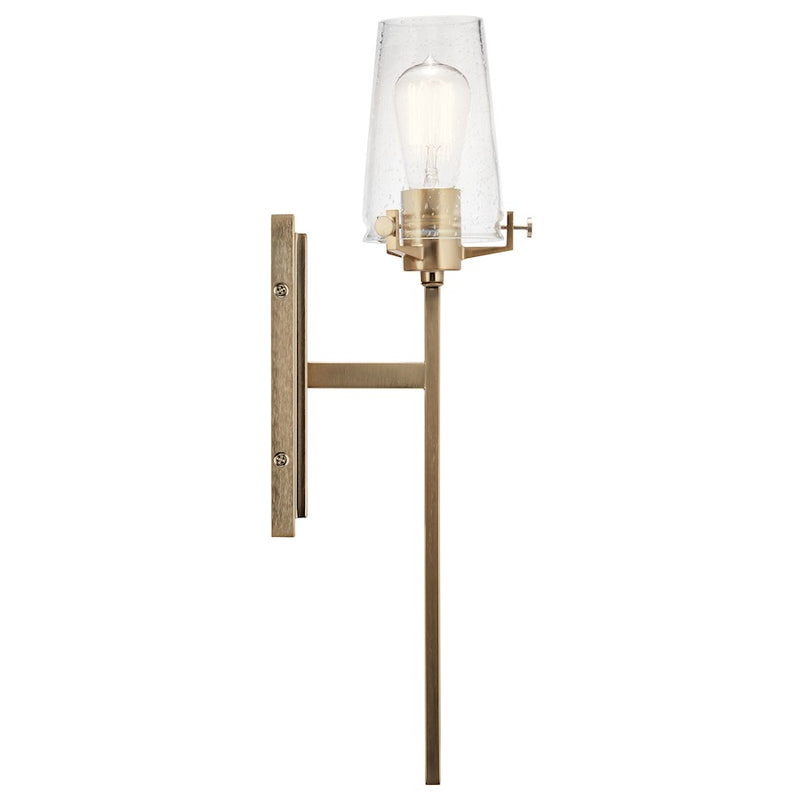 Kichler Alton 22in 1-Light Wall Sconce | Traditional Champagne Bronze Steel and Seeded Glass | Bathroom & Hallway | 5 x 22 x 7.5 in | Model 45295CPZ