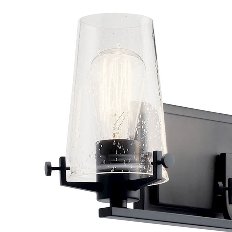 Kichler Alton 34in 4-Light Bath Vanity Light | Industrial Champagne Bronze and Seeded Glass | Bathroom Vanity | 34 x 8 x 8 in | Model 45298CPZ