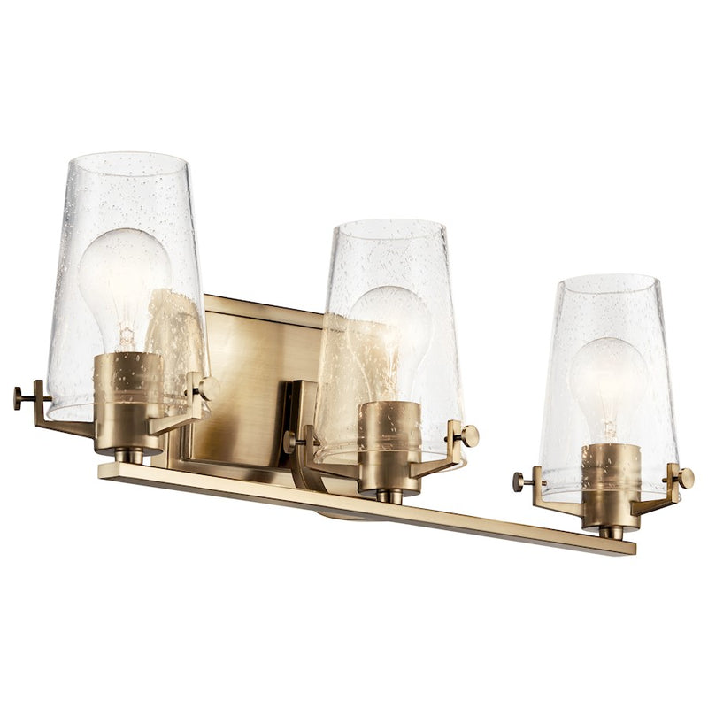 Kichler Alton 34in 4-Light Bath Vanity Light | Industrial Champagne Bronze and Seeded Glass | Bathroom Vanity | 34 x 8 x 8 in | Model 45298CPZ