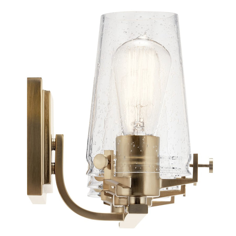 Kichler Alton 3-Light 24in Vanity Light | Industrial Black Steel & Clear Seeded Glass | Bathroom Vanity Light | 3x100W Max A19, Damp-Rated | Model 45297BK
