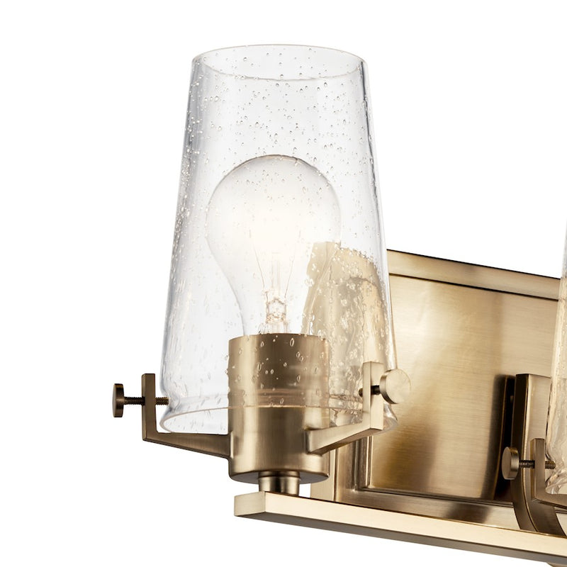 Kichler Alton 3-Light 24in Vanity Light | Industrial Black Steel & Clear Seeded Glass | Bathroom Vanity Light | 3x100W Max A19, Damp-Rated | Model 45297BK