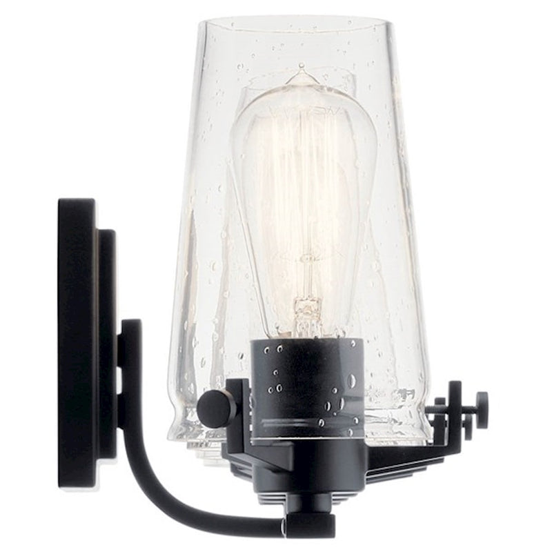 Kichler Alton 34in 4-Light Bath Vanity Light | Industrial Champagne Bronze and Seeded Glass | Bathroom Vanity | 34 x 8 x 8 in | Model 45298CPZ