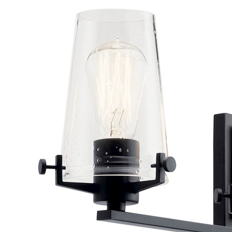 Kichler Alton 34in 4-Light Bath Vanity Light | Industrial Champagne Bronze and Seeded Glass | Bathroom Vanity | 34 x 8 x 8 in | Model 45298CPZ