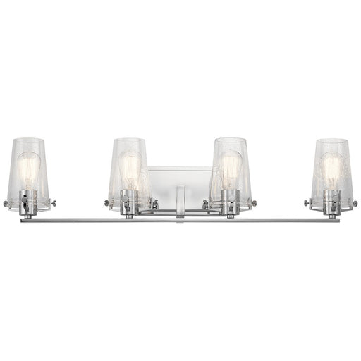 Kichler Alton 34in 4-Light Vanity Light | Contemporary Chrome and Clear Seeded Glass | Bathroom Vanity | 34 x 8 x 7.5 in | Model 45298CH