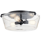 Kichler Alton 3-Light Flush Mount 18.5in | Industrial Black Steel | Bedroom & Hallway Ceiling Light | 18.5 x 7.5 in | Model 45299BK