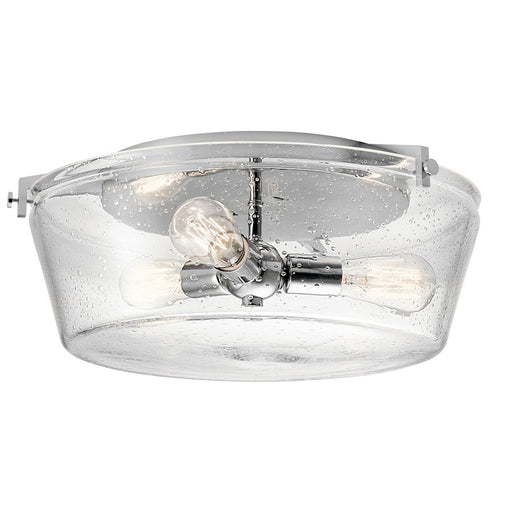 Kichler Alton 18in 3-Light Flush Mount | Contemporary Chrome and Clear Seeded Glass | Hallway & Bedroom Ceiling Light | 18 x 8 in | Model 45299CH