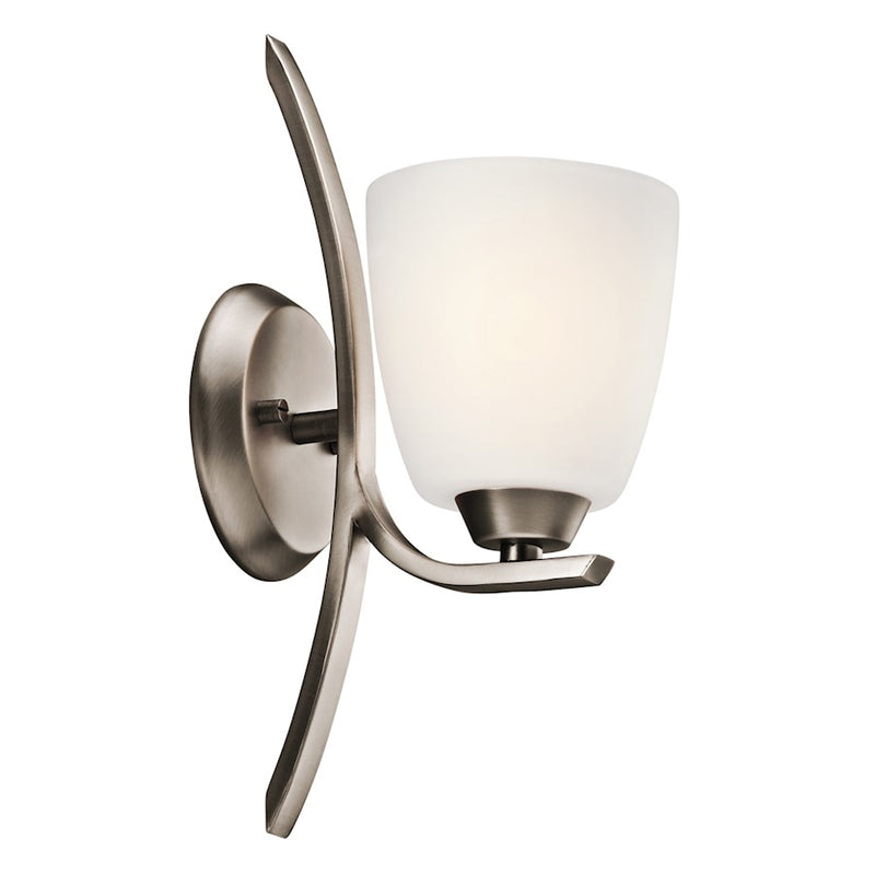Kichler Granby 6in 1-Light Wall Sconce | Transitional Brushed Pewter and Satin Etched Opal Glass | Hallway & Bathroom Accent | Model 45358BPT