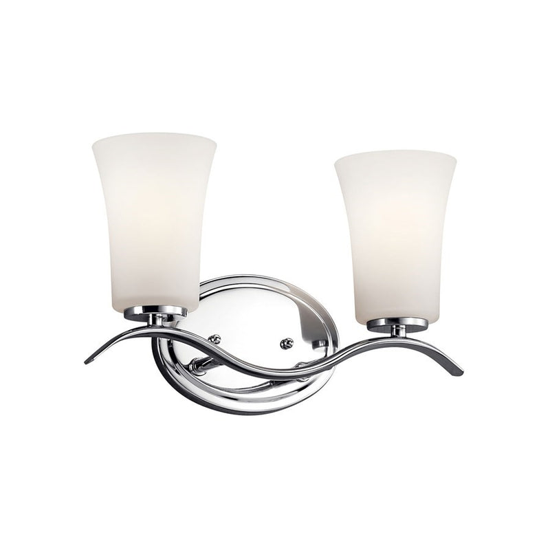 Kichler Armida 14in 2-Light Bath Vanity | Contemporary Chrome and LED | Bathroom & Powder Room | 14 x 9 in | Model 45375CHL18
