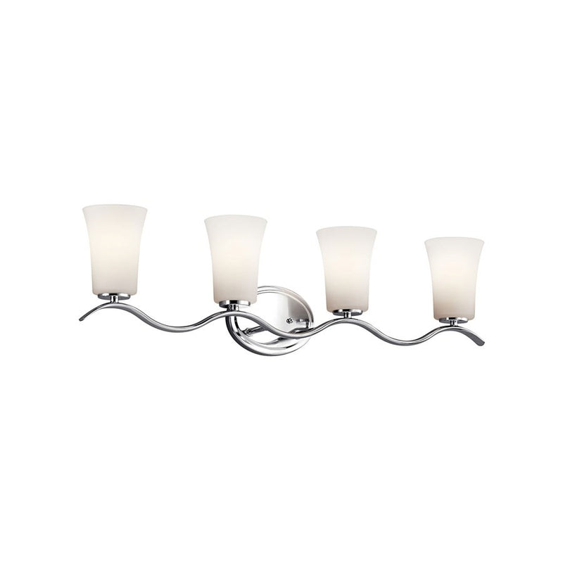 Kichler Armida 32in 4-Light Bath Vanity Light | Contemporary Chrome Steel | Bathroom & Powder Room | 32 x 9 in | Model 45377CHL18