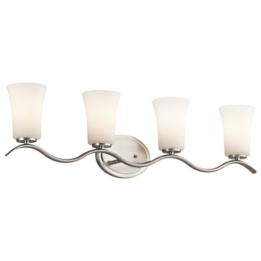 Kichler Armida 32in 4-Light Bath Vanity | Transitional Brushed Nickel and Satin Etched White Glass | Bathroom Vanity | 32.25 x 9 in | Model 45377NI
