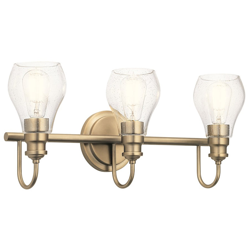 Kichler Greenbrier 2-Light Vanity Light | Transitional Black Steel and Clear Seeded Glass | Bathroom Vanity Light | Model 45391BK