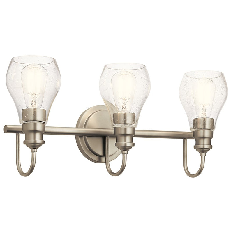Kichler Greenbrier 2-Light Vanity Light | Transitional Black Steel and Clear Seeded Glass | Bathroom Vanity Light | Model 45391BK