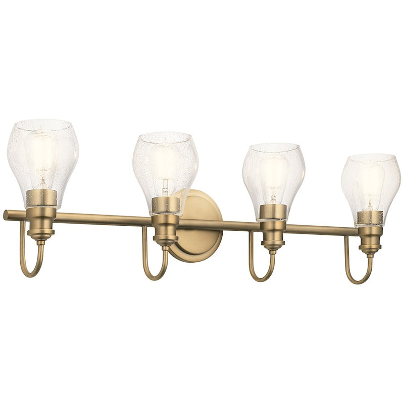 Kichler Greenbrier 2-Light Vanity Light | Transitional Black Steel and Clear Seeded Glass | Bathroom Vanity Light | Model 45391BK