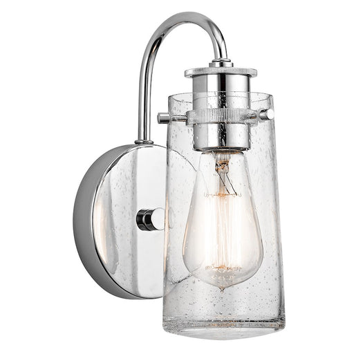 Kichler Braelyn 1-Light Wall Sconce | Chrome and Clear Seeded Glass | Bathroom & Hallway | 5 x 9.5 x 5.75 in | Model 45457CH