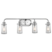 Kichler Braelyn 34in 4-Light Bath Vanity Light | Chrome and Clear Seeded Glass | Bathroom Vanity | 34.25 x 10 x 7.25 in | Model 45460CH