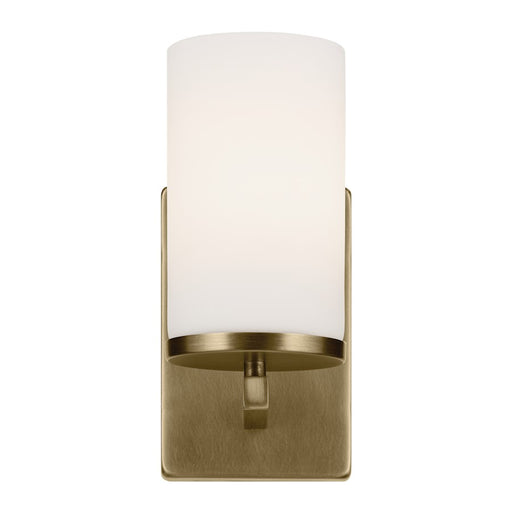 Kichler Crosby 1Lt Cylinder 9.25" Sconce, Brass/Etched Cased Opal