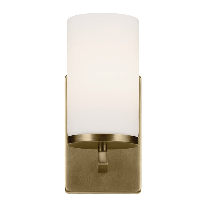 Kichler Crosby 1Lt Cylinder 9.25" Sconce, Brass/Etched Cased Opal