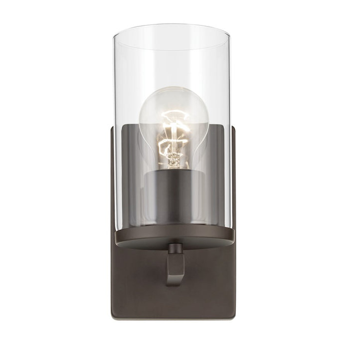 Kichler Crosby 1 Light Cylinder 9.25" Wall Sconce, Bronze/Clear