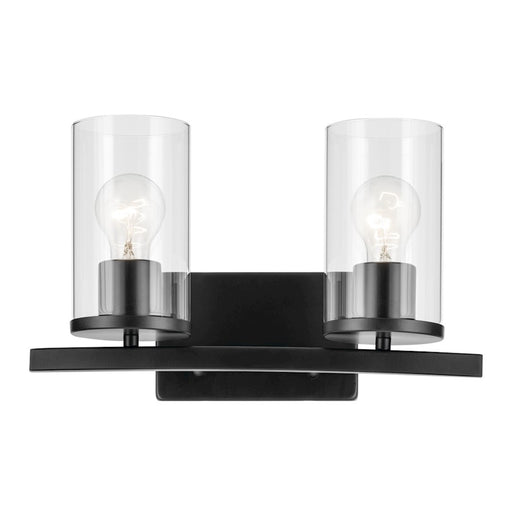 Kichler Crosby 2 Light Linear 8.75" Vanity Light, Black/Clear