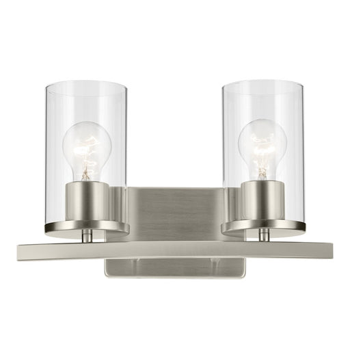 Kichler Crosby 2 Light Linear 8.75" Vanity Light, Nickel/Clear