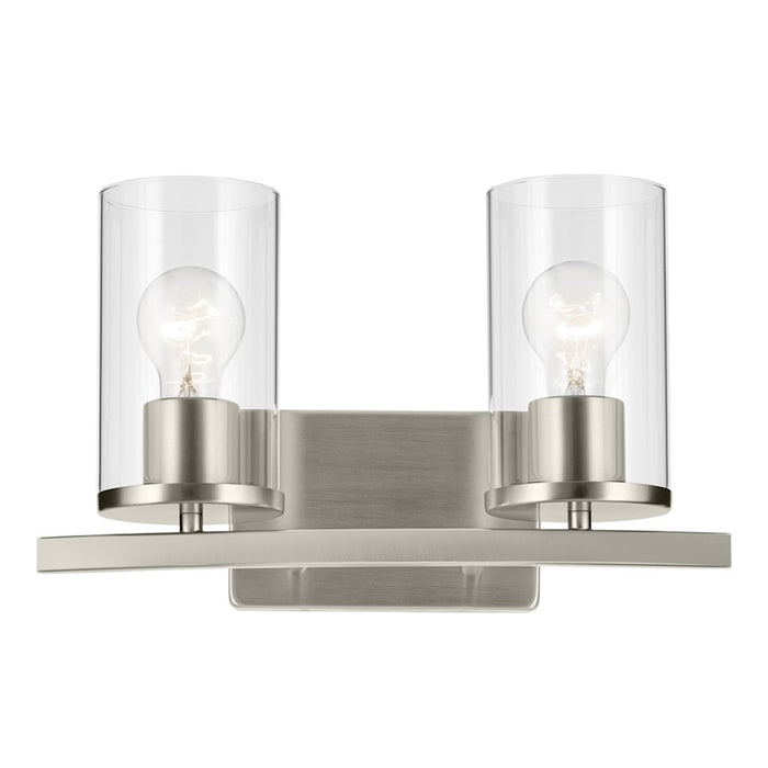 Kichler Crosby 2 Light Linear 8.75" Vanity Light, Nickel/Clear