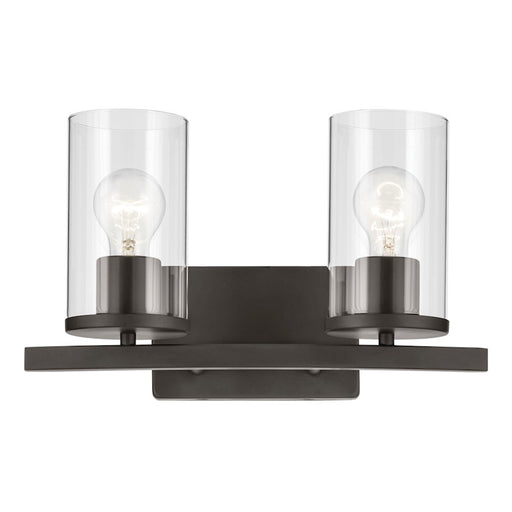 Kichler Crosby 2 Light Linear 8.75" Vanity Light, Olde Bronze/Clear