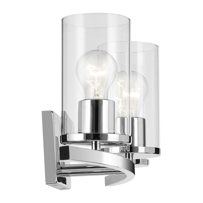 Kichler Crosby 23in Wide 3-Light Vanity Light | Modern Chrome & Clear Glass | Bathroom Vanity Lighting | 24W Max 120V Damp Rated | Model 45497CHCLR