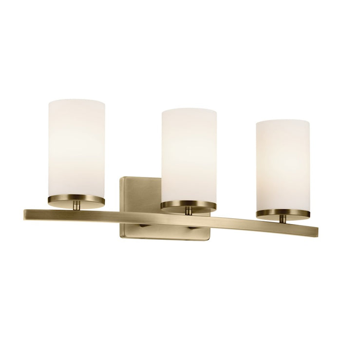 Kichler Crosby 3Lt Linear 8.75" Vanity Light, Brass/Etched Cased Opal