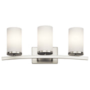 Kichler Crosby 23in 3-Light Bathroom Vanity Light | Brushed Nickel and Satin Etched Opal Glass | Bathroom & Powder Room | 23 x 8.75 in | Model 45497NI