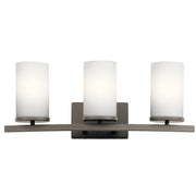 Kichler Crosby 23in 3-Light Bath Vanity Light | Transitional Olde Bronze Steel and Satin Etched Opal Glass | Bathroom Vanity & Powder | Model 45497OZ