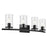 Kichler Crosby 31in 4-Light Linear Vanity Light | Modern Black Steel & Clear Glass | Bathroom Vanity & Damp Area Light | 4 Lights 100W | Model 45498BKCLR