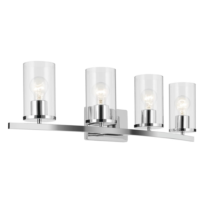 Kichler Crosby 4 Light Linear 8.75" Vanity Light, Chrome/Clear