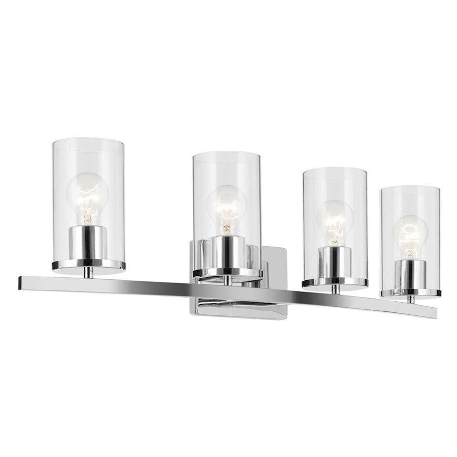 Kichler Crosby 4 Light Linear 8.75" Vanity Light, Chrome/Clear