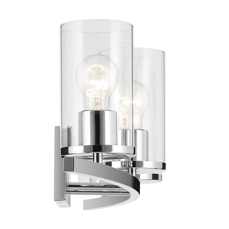 Kichler Crosby 31in 4-Light Vanity Light | Chrome & Clear Glass Linear | Bathroom & Damp-Rated Vanity Light | 100W per Socket, Dimmable | Model 45498CHCLR